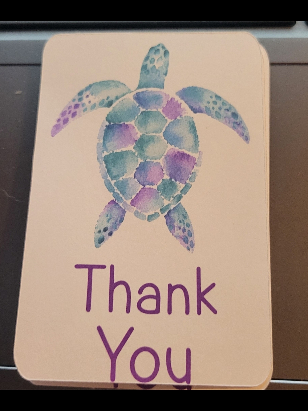 50 Watercolor Sea Turtle Thank You Card - Teal & Purple
